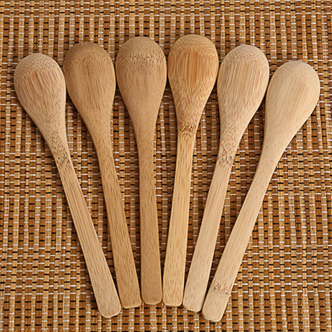 High quality wholesale price reusable 16cm bamboo wooden spoon wooden tea spice spoon scoop mini bamboo spoon