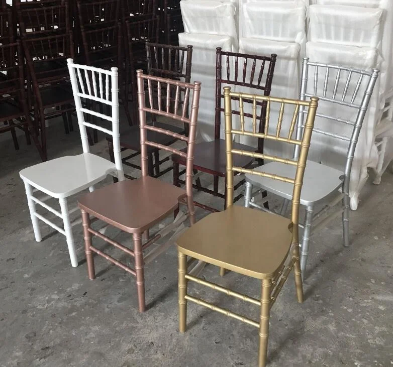 2018 hotsale wood stackable white, gold, silver, mahogany, limewash chiavari chairs for banquet