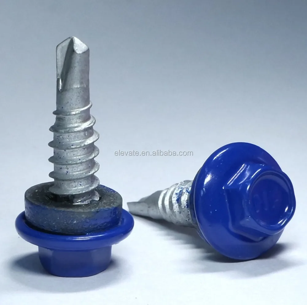 12 Teeth Nylon head Cap Indented Hex Washer Head Bonded Washer BSD Thread No.3 Point Self Drilling Screw