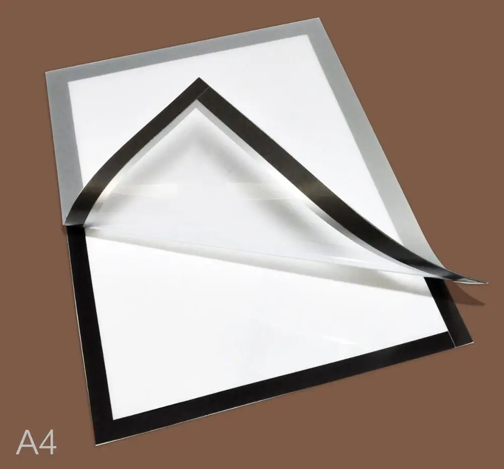 Adhesive magnetic poster holders with silver color