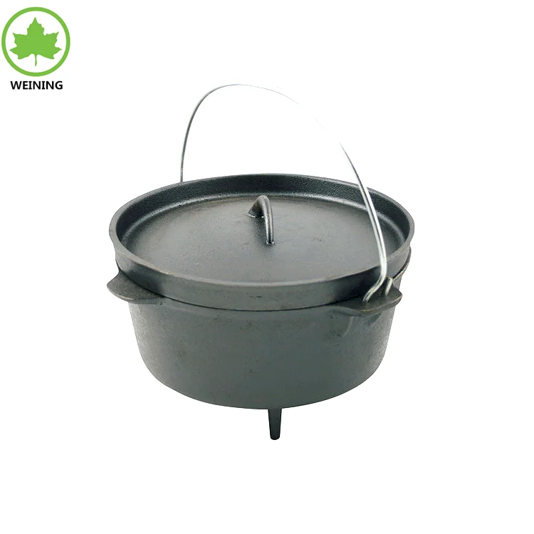 Camping Cooking Pot Tripod Cast Iron Dutch Oven Pot 4.5-9QT