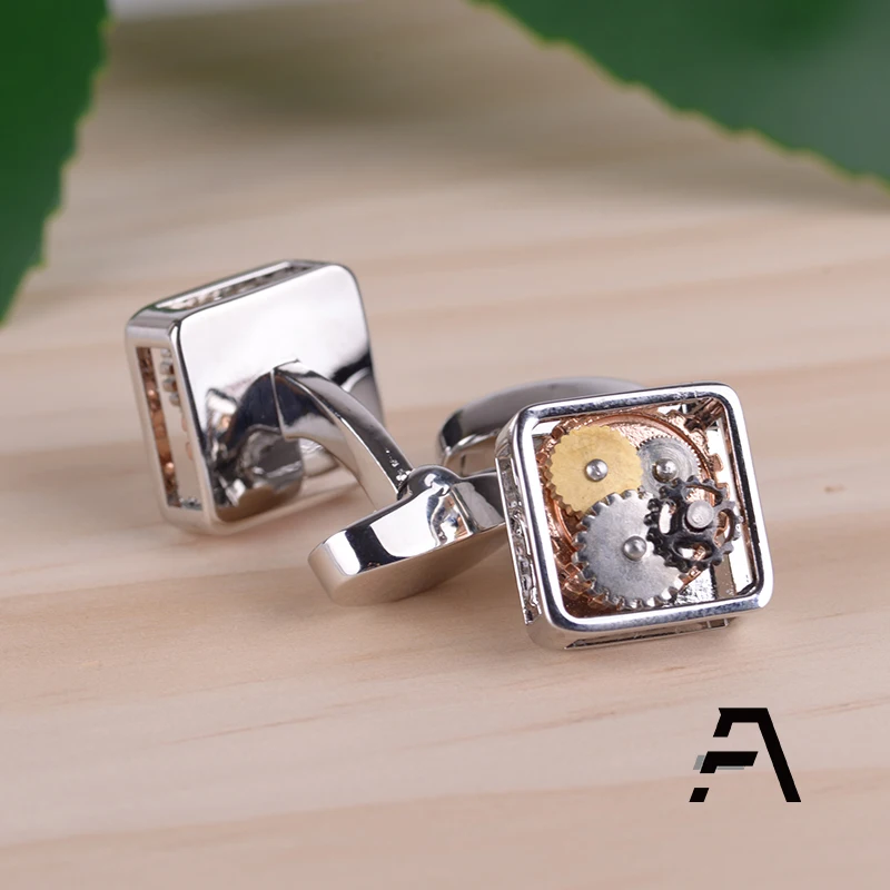 Stainless Steel Wheel Gear Metal Steampunk Cufflinks