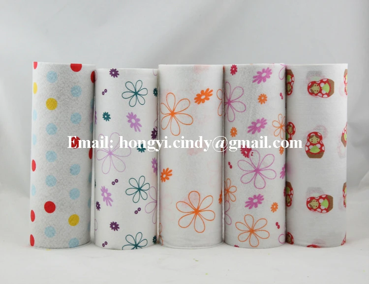 Perforated tear off viscose/polyester super absorbent nonwoven fabric printed kitchen cleaning cloth rolls
