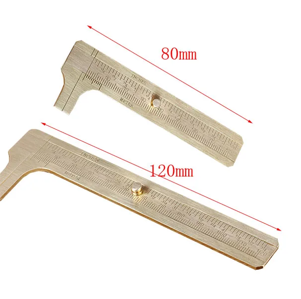 80mm 120mm Portable Mini Slide Solid Copper Brass Pocket Double Scale Outside Measuring Ruler Gauge Vernier Caliper