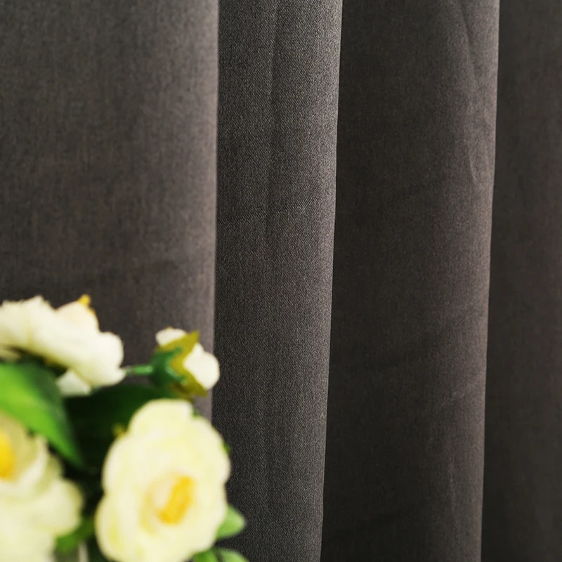 100% polyester material dyed yarn black solid fabric blackout window curtain