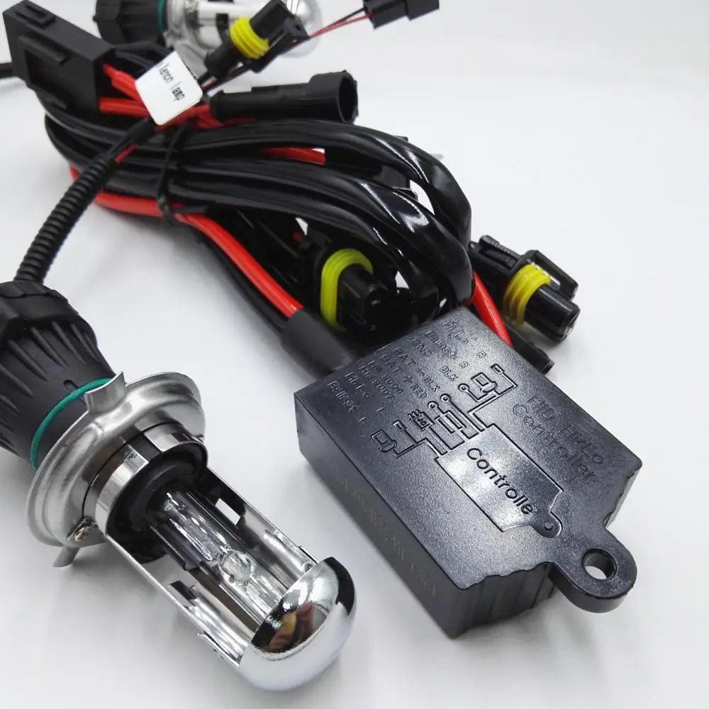 
H4 Hi/Lo hid xenon headlight high low beam 35w with big waterproof relay harness wire fits all HID xenon bulbs 