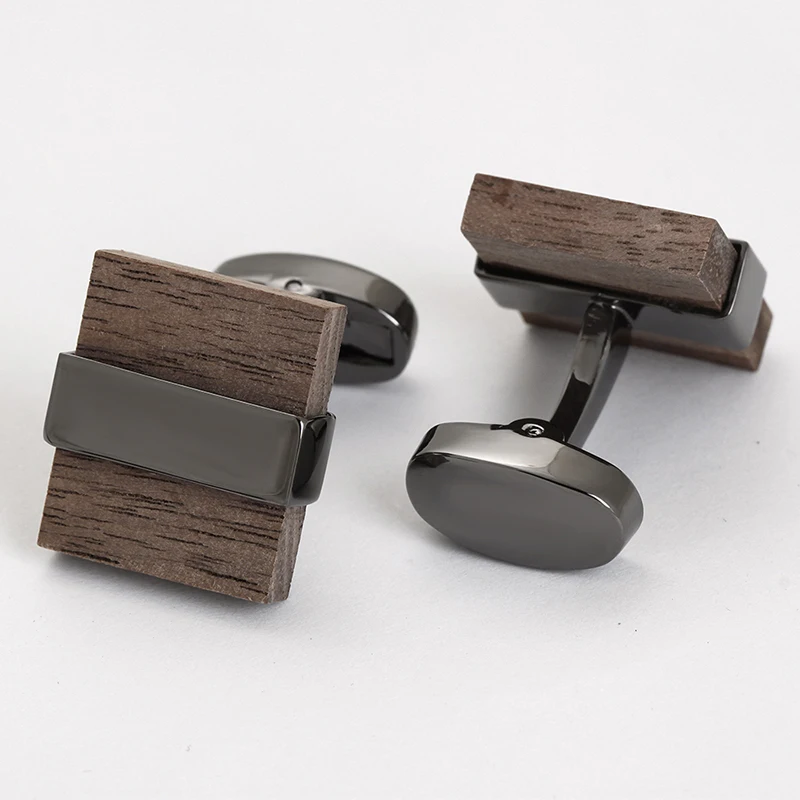Оптовая продажа, классические деревянные Запонки, модные мужские запонки под заказ, деревянные Запонки для рубашек