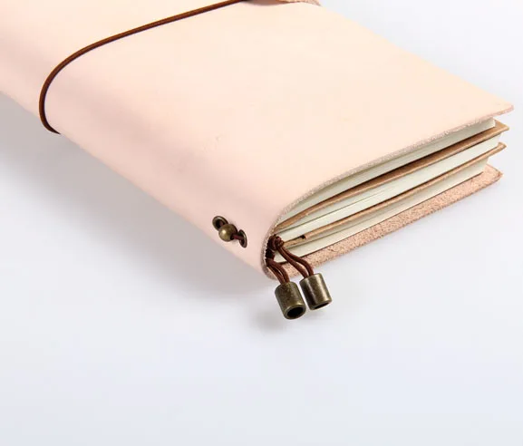 Natural color veg tanned genuine leather notebook with 3 booklets, portable commercial journal for business factory price
