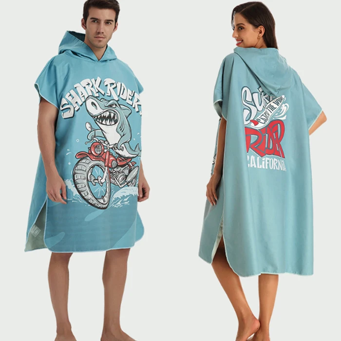  Быстросохнущее легкое компактное пляжное полотенце из микрофибры с капюшоном и принтом для взрослых