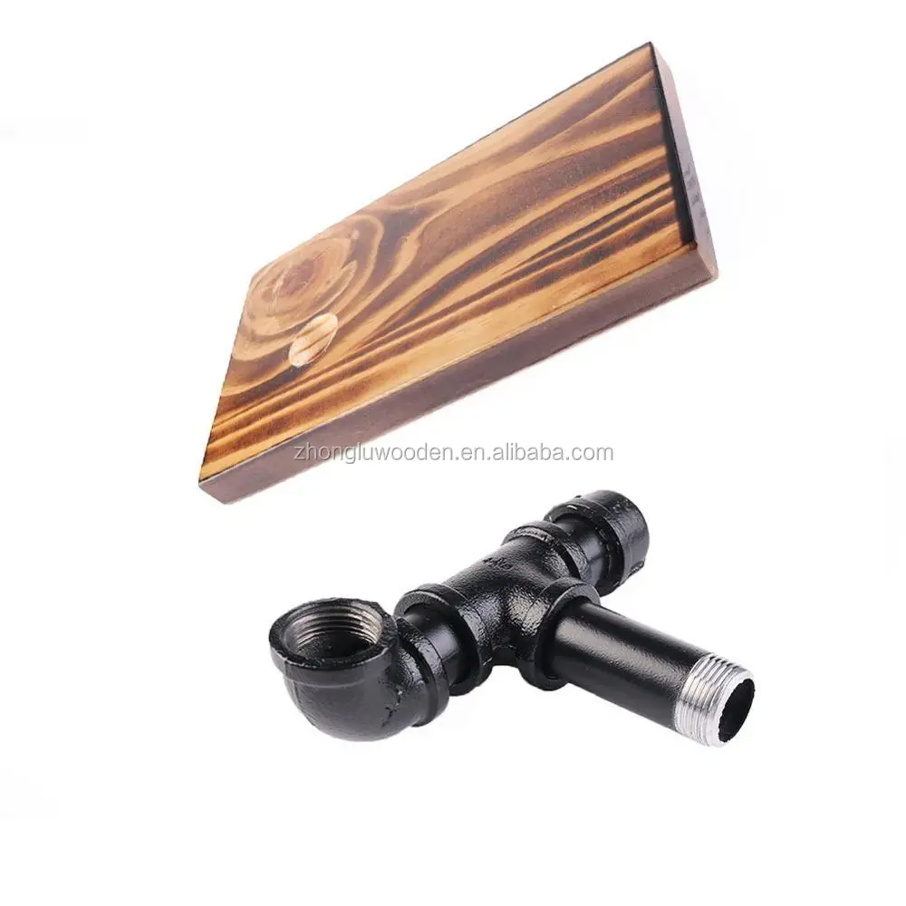 
Industrial Toilet Paper Holder Standing Metal Wall Storage Missingift Tissue Roll Stand with Wooden Shelf 