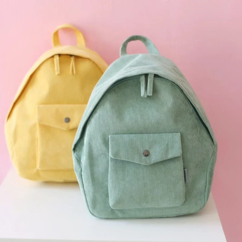 Mini Corduroy Backpack Women Fashion School Bags Shoulder Bag Lady Small Travel Kids Backpack