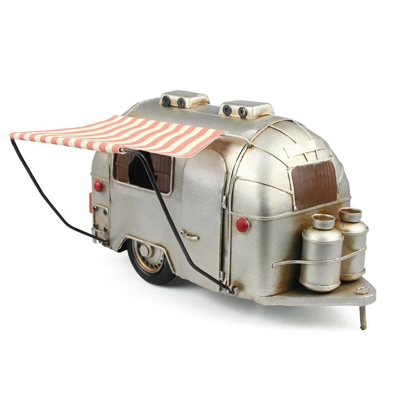 Classic Retro Iron Metal Tin Car Model Decoration Ornaments Home Furnishing Vintage Trailer Nostalgic Gift Decoration Room