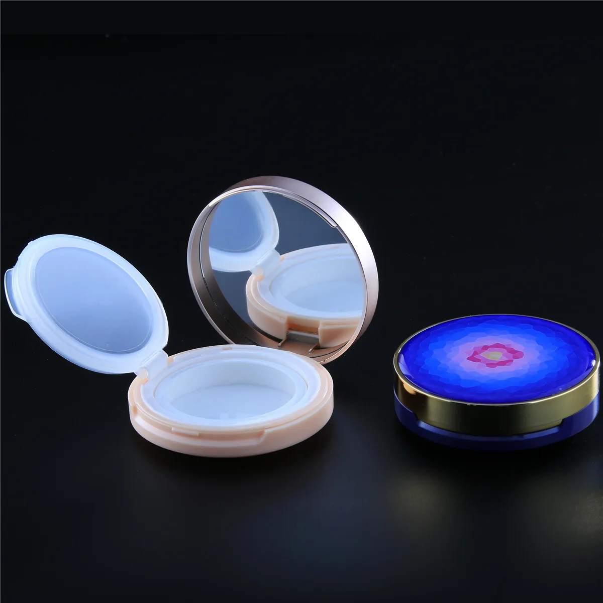 Trending Products Round Two-layer Makeup Empty Foundation Compact Case Loose Powder Case with Mirror Plastic Customized 15g