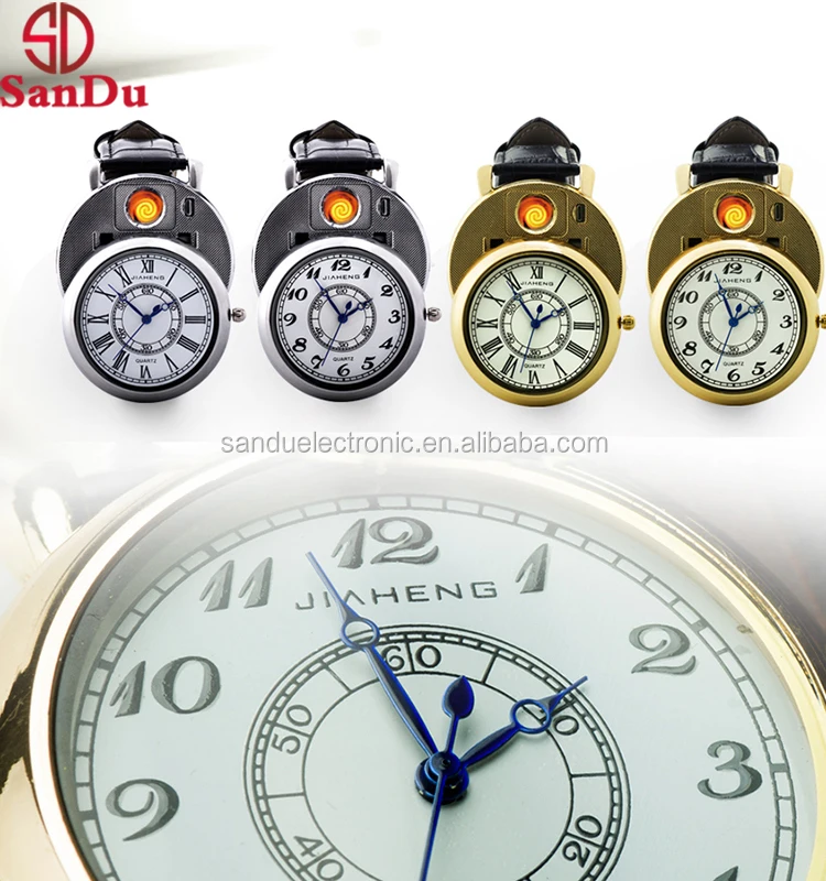2021 Fashion Men Watch USB Cigarette Electronic Rechargeable lighter watch electricity