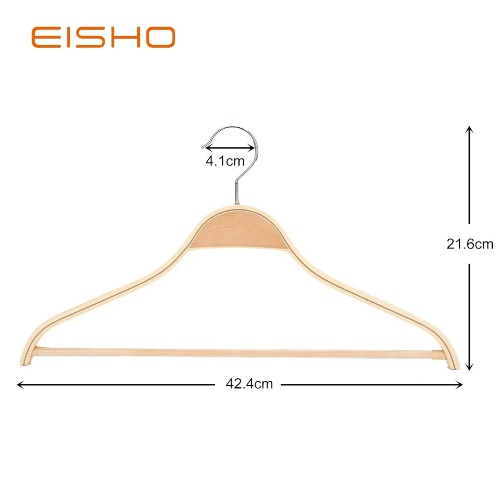 Eisho Heavy Solid Broad Shoulder Anti-slip Wooden Laminated Wall Kids Hair Hanger