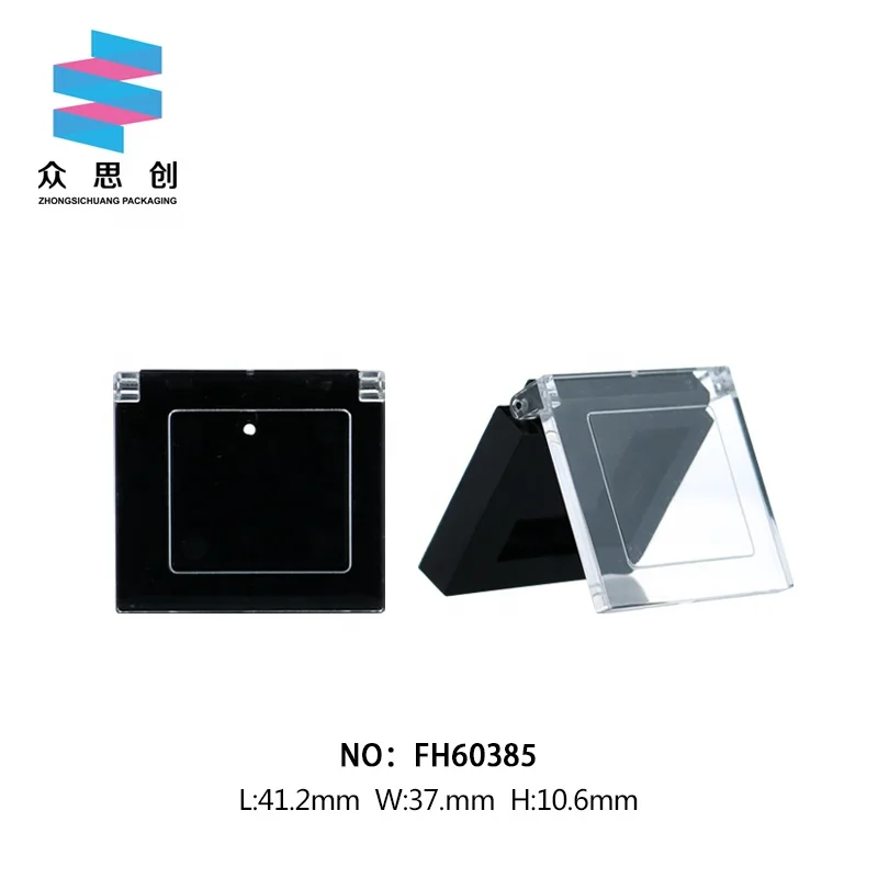 
custom empty makeup packaging plastic square single eye shadow case with clear cap 