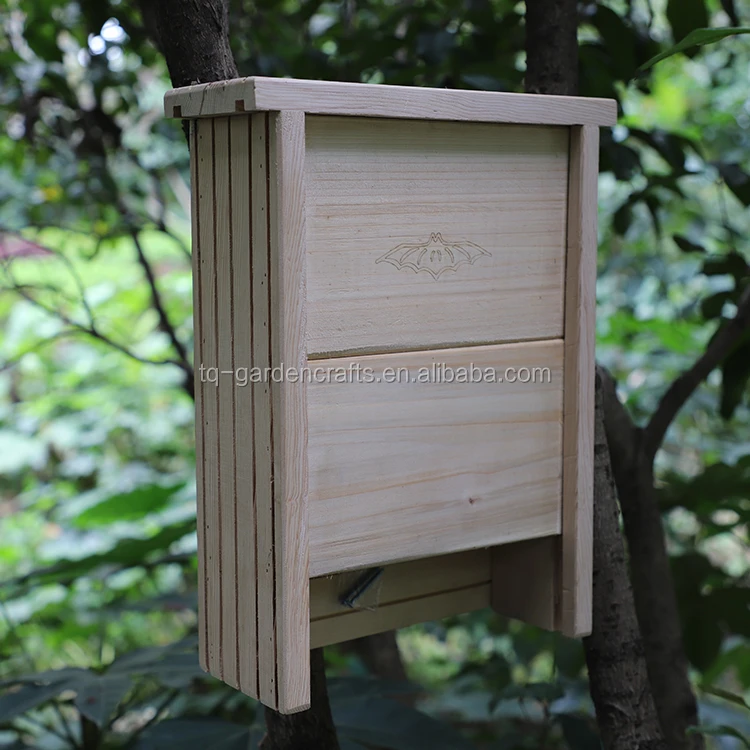 
Hanging Wooden Natural Novelty Bat House with bark roof 