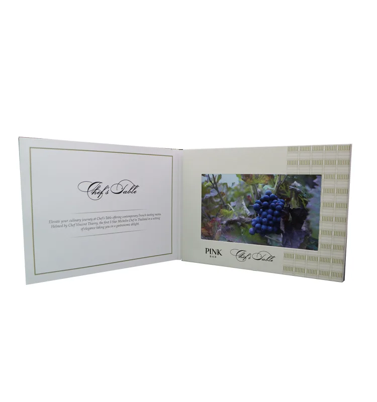 Chinese Homemade Customized Hardcover 7 Inch Digital Lcd Video Brochure For Advertising & Wedding