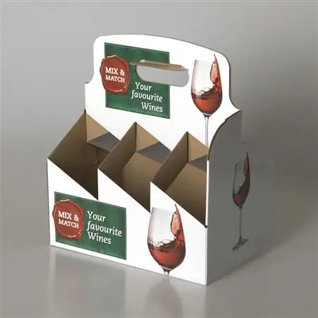 Custom Print 6 Wine Bottle Beer Packaging Corrugated Carrier Box Takeaway Six Pack Beer Box With Handle