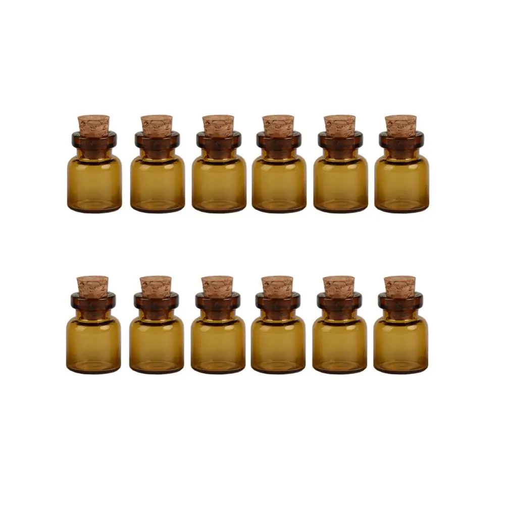 0.7ml 1ml 2.5ml Mini Transparent and Brown Color Healthy Lead-free Glass Bottle Cork Tiny Amber Vials Jars Wholesale Bottle