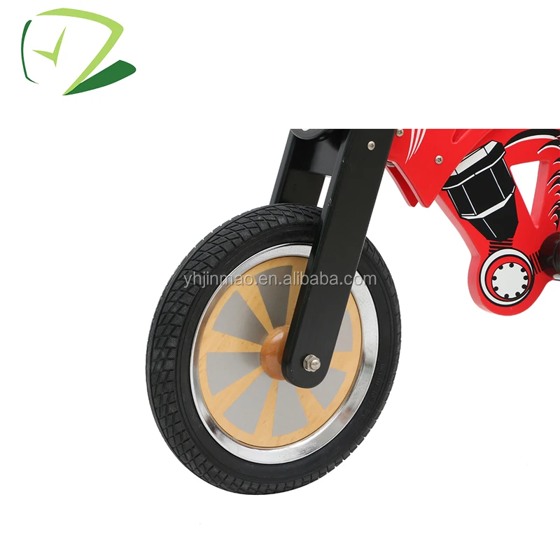 Wooden children red motor bike toy