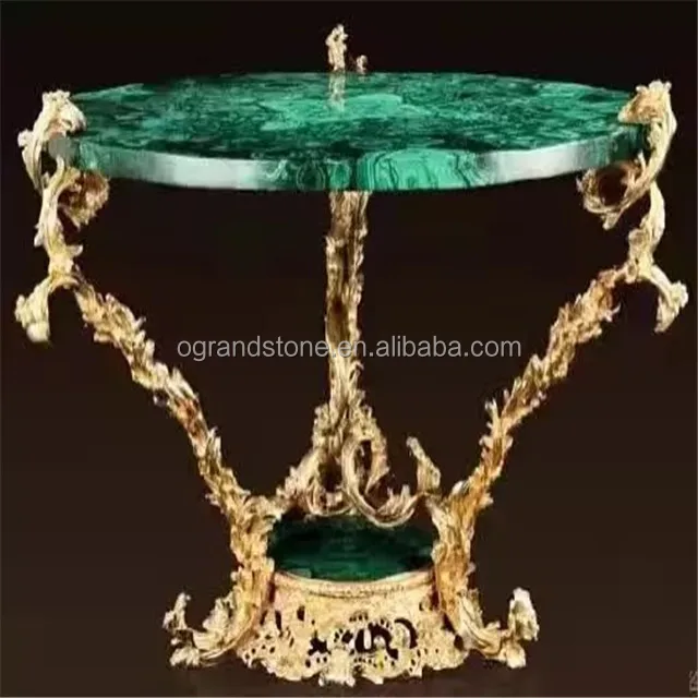 Unique Malachite decorative table tops semi precious green marble table tops