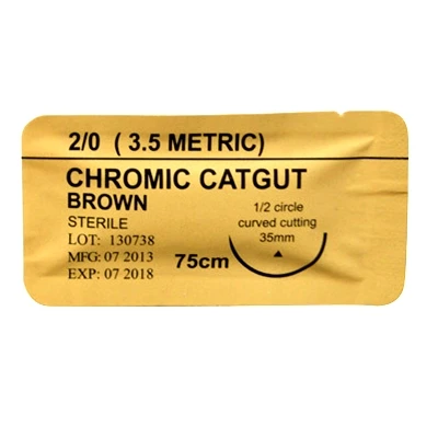 
China Hot Sale Medical Sterile Chromic Catgut Surgical Suture With Needle CE ISO 45cm 75cm 90cm 