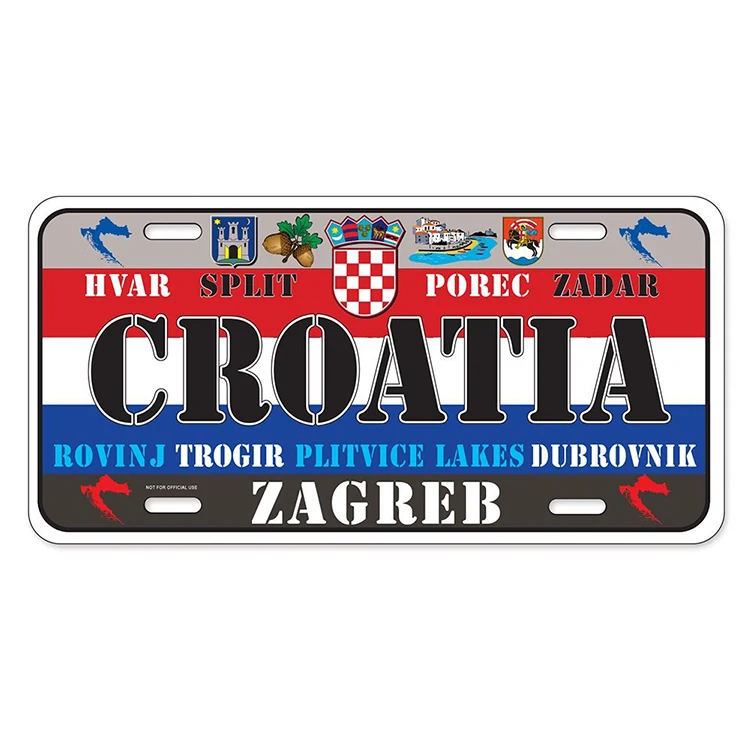 2023 New Product Custom Hide Sublimation Aluminium International Sheet Car Name License Number Plate