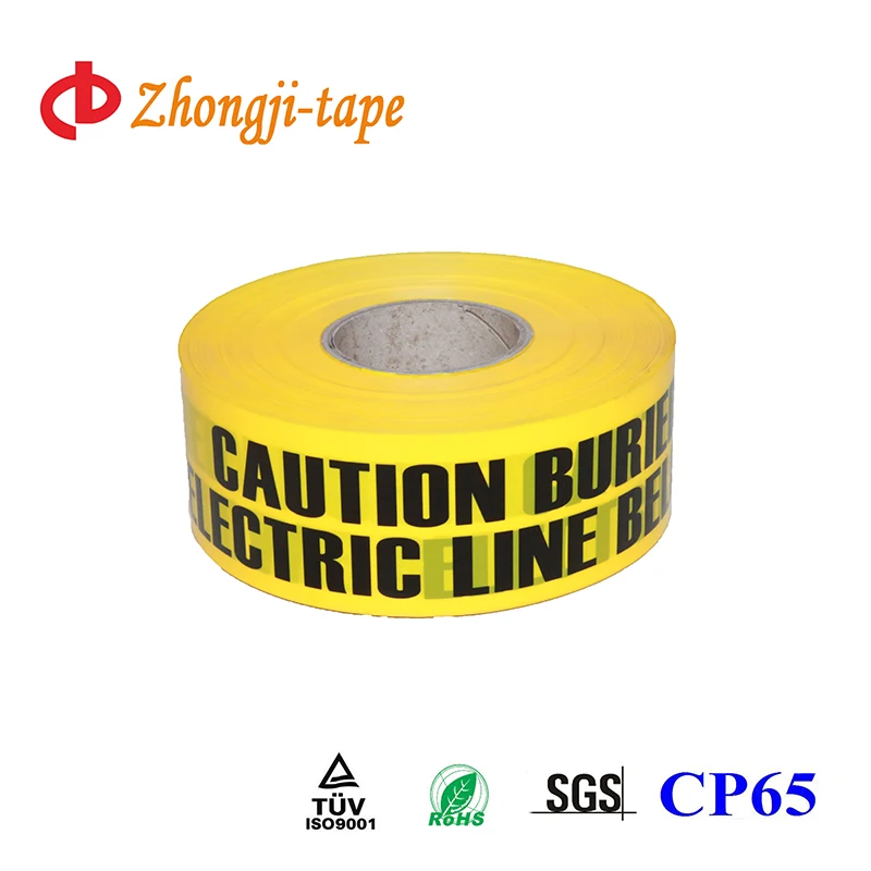 underground non-detectable warning tape printed Electric Cable below produced by zhongji.china