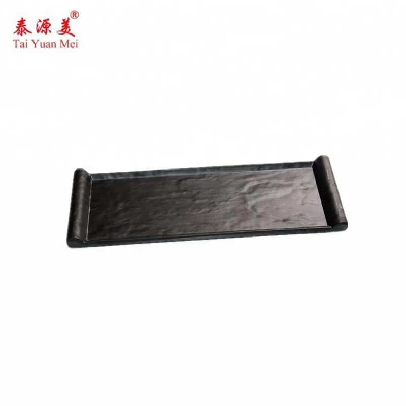 Дешевая 100% меламиновая японская Прямоугольная Черная тарелка для суши из меламина на заказ