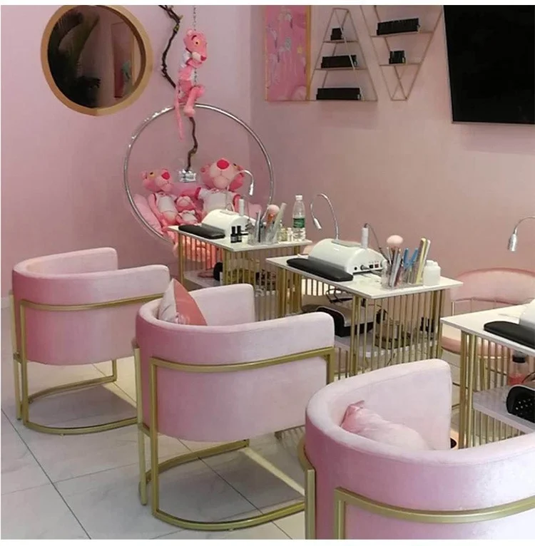 
Custom wrought iron nail table ins net red beauty shop single manicure dressing table double table and chair set <span style=