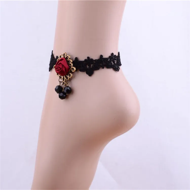 Hot Sell Women Handmade crystal DIY Personalized Fashion Lace Creative Jewelry Anklets
