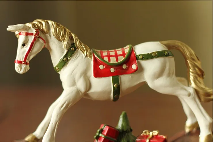 christmas decoration polyresin rocking horse for home decor