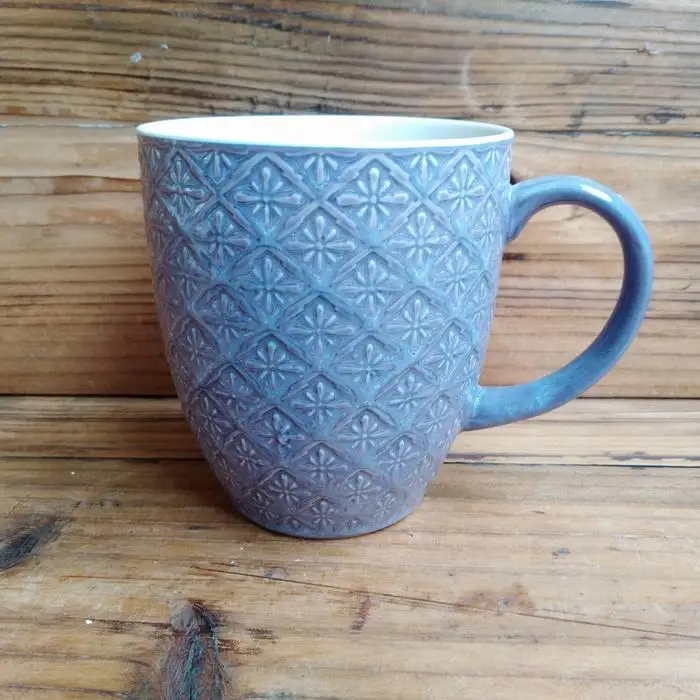 
Pad printing coffee mug with shape relief ceramic mug 