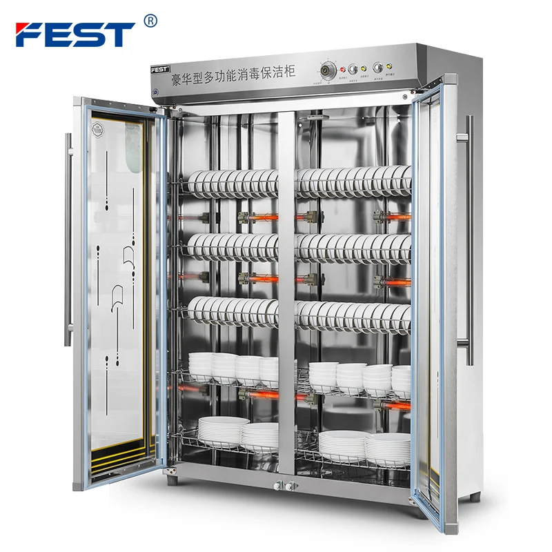 Commercial Double Door Tableware Disinfection Cabinet Ozone Disinfection Sterilizing Cabinet Cupboard Tableware Storage