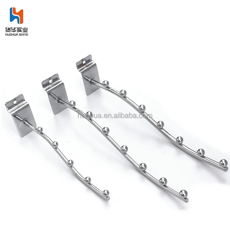 Huohua chrome plate 7 ball retail slatwall waterfall hook