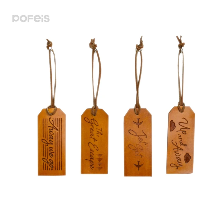 custom vintage long handmade real leather bookmark travel luggage tag bag ornaments