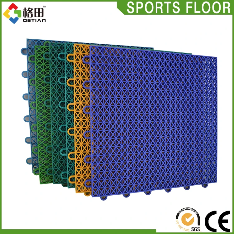 Guangzhou outdoor plastic polypropylene pp interlock futsal football court sports flooring field carpet pitch mats cover surface