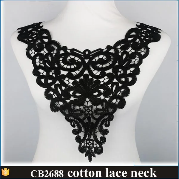 wholesale round shape 100% cotton embroidery lace neck trim CB2688