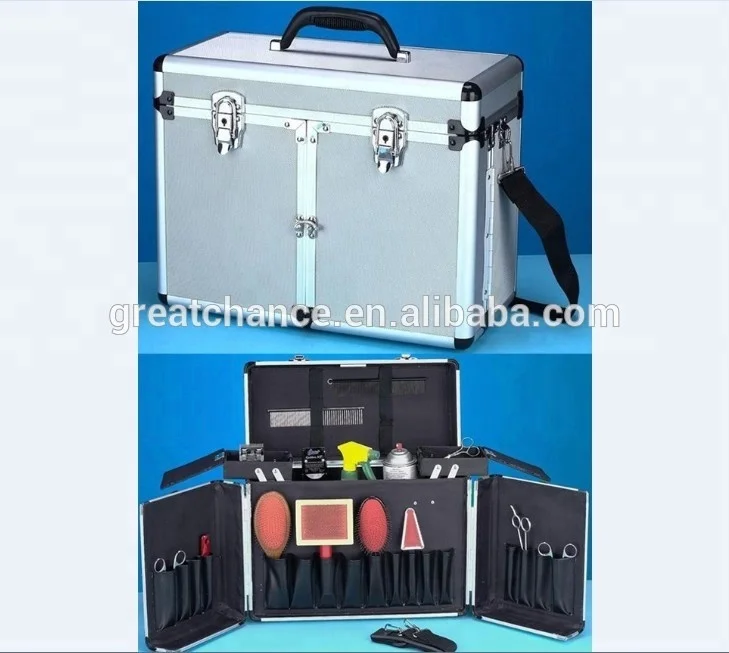 
Customized aluminum case with shoulder belt - Pet groomers tack box - aluminum grooming tool case-aluminum tool case 