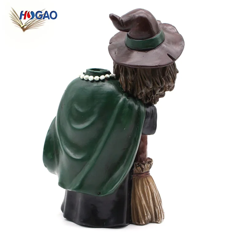 China Factory Direct Sale Custom Size Handmade Witch Figurines Home & Garden Halloween Decoration Resin Dolls Halloween Witch
