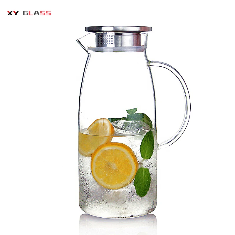 Современная Классическая термостойкость крышка из нержавеющей стали стеклянный фильтр для воды кувшин