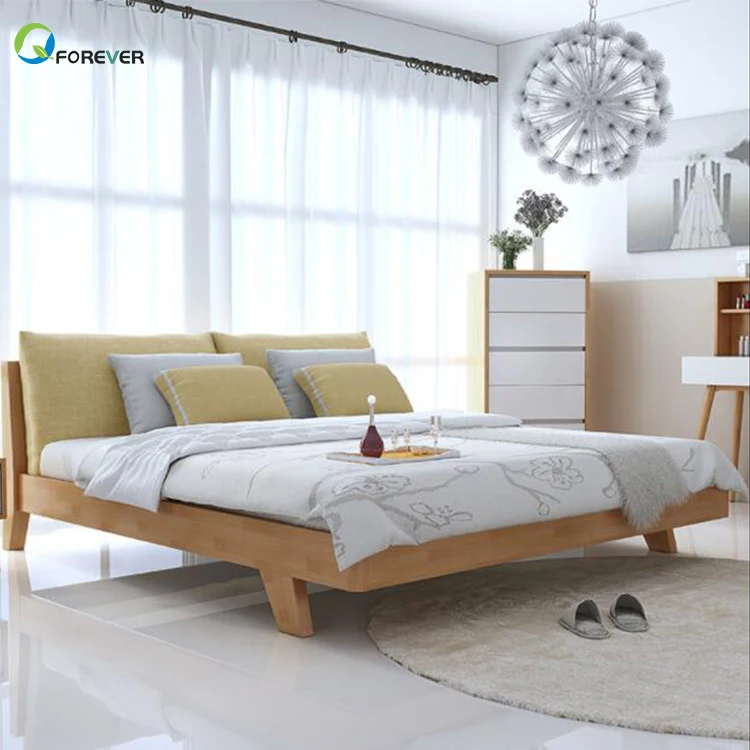 Nordic Solid Wood Bedroom Economy Simple Modern Double Bed
