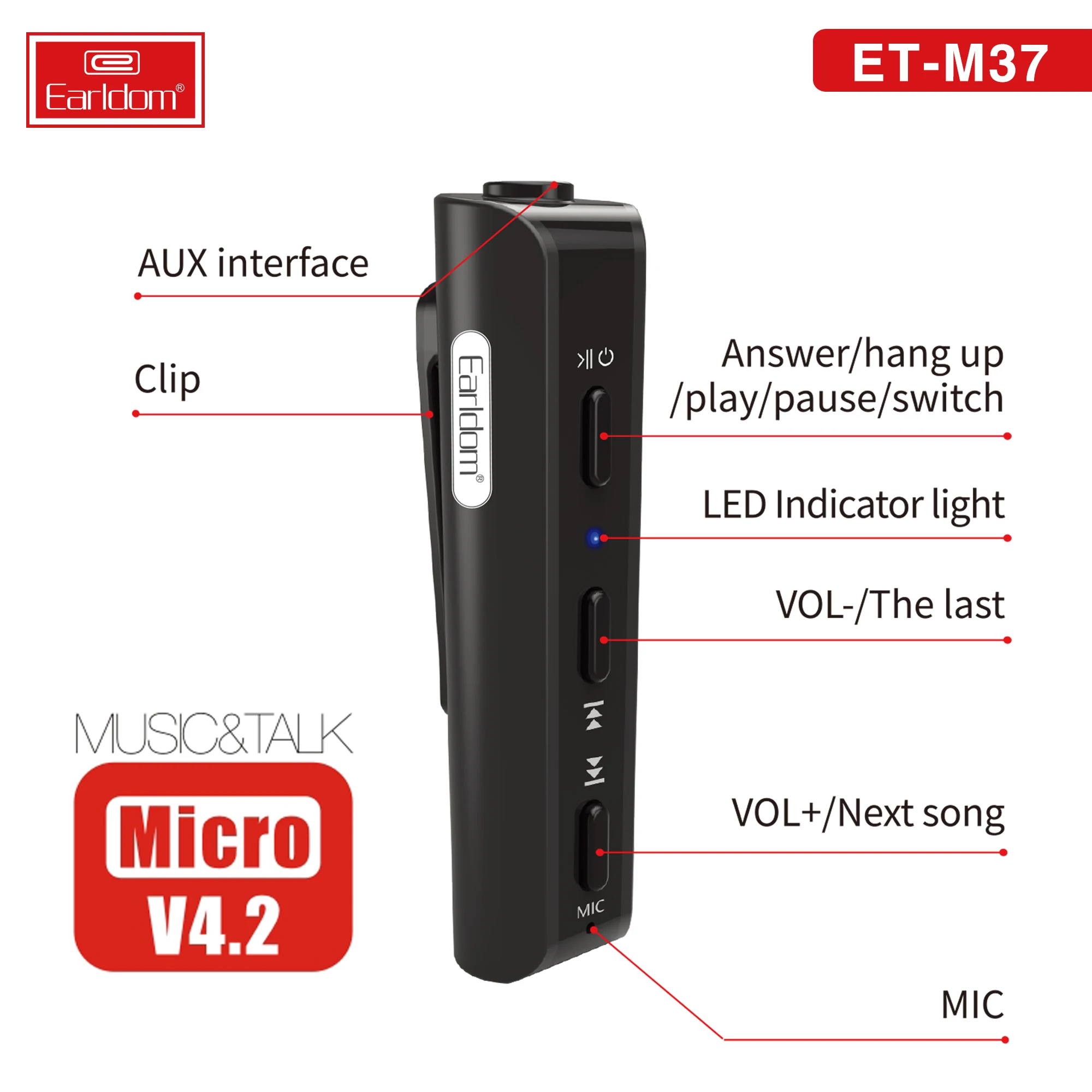 EARLDOMAux Blue tooth Receivers Blue tooth Transmitter 3.5mm jack Handsfree Auto Wireless Adapter Music Audio Blue tooth Car Kit