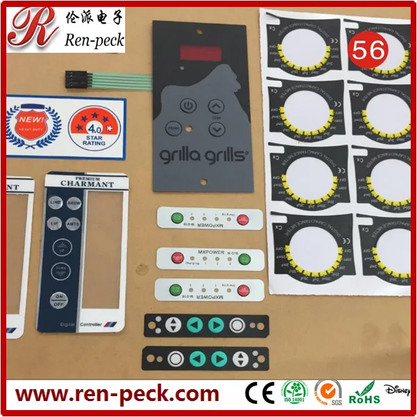 Embossed With LED Thin Film / Membrane Control Panel With 3M467 Adhesive