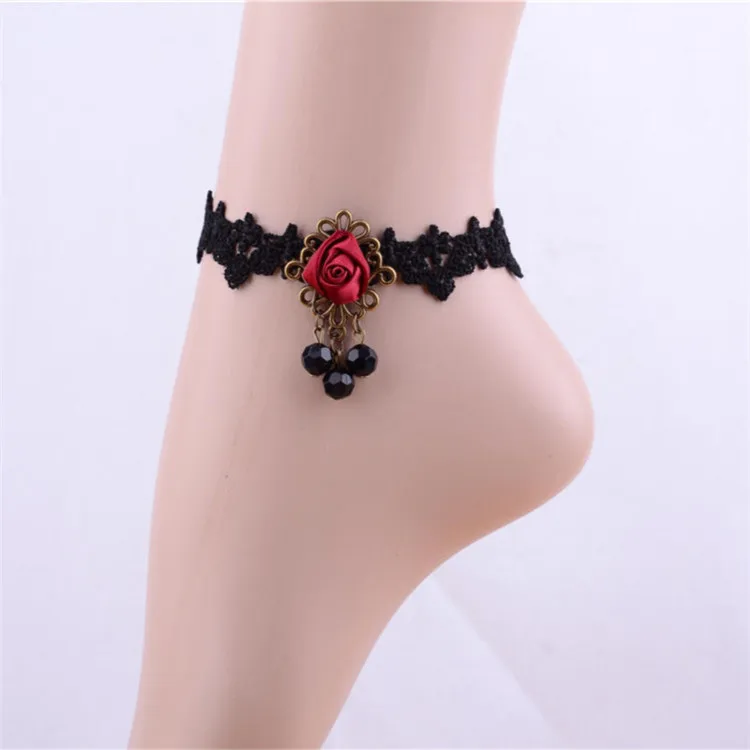 Hot Sell Women Handmade crystal DIY Personalized Fashion Lace Creative Jewelry Anklets