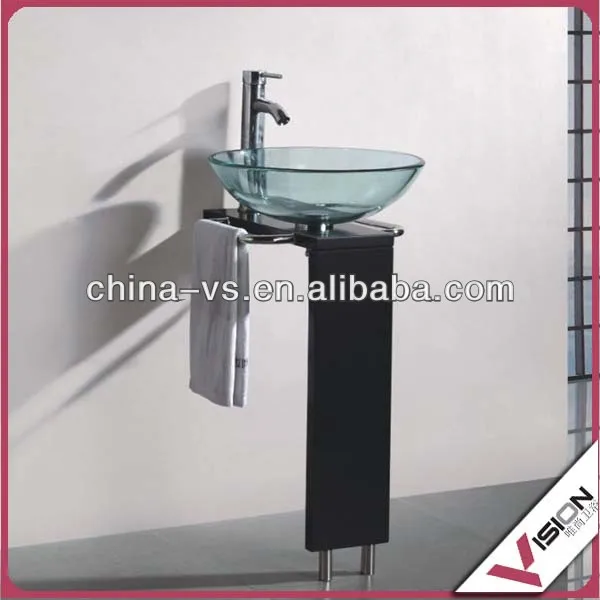 Стеклянная раковина для ванной комнаты с фанерным кронштейном