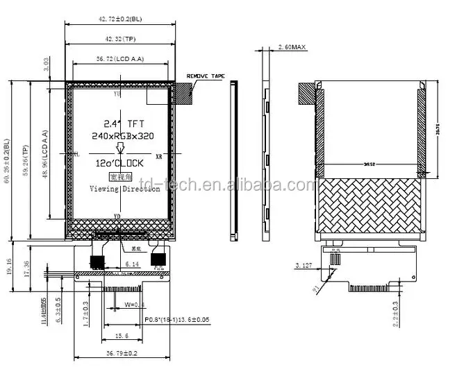 Taidacent Serial SPI IC9341 TFT 2.4 Inch 18 PIN 320x240 LCD TFT 320x240 IPS TFT Screen