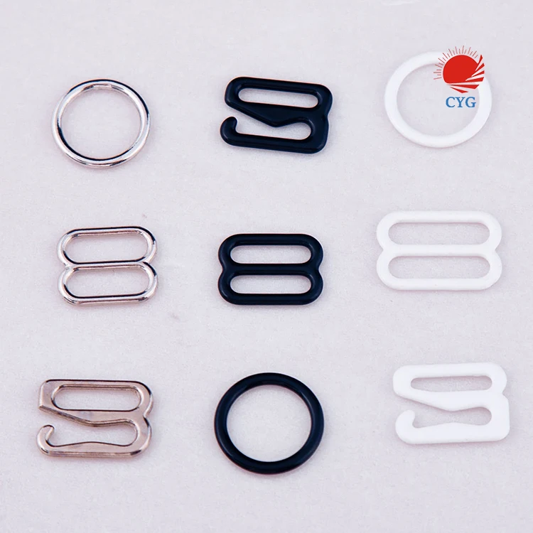 CYG wholesale Zinc Alloy Silver gold ring and slider Bra Straps Holders Metal Bra Hook Buckles garment bra accessories