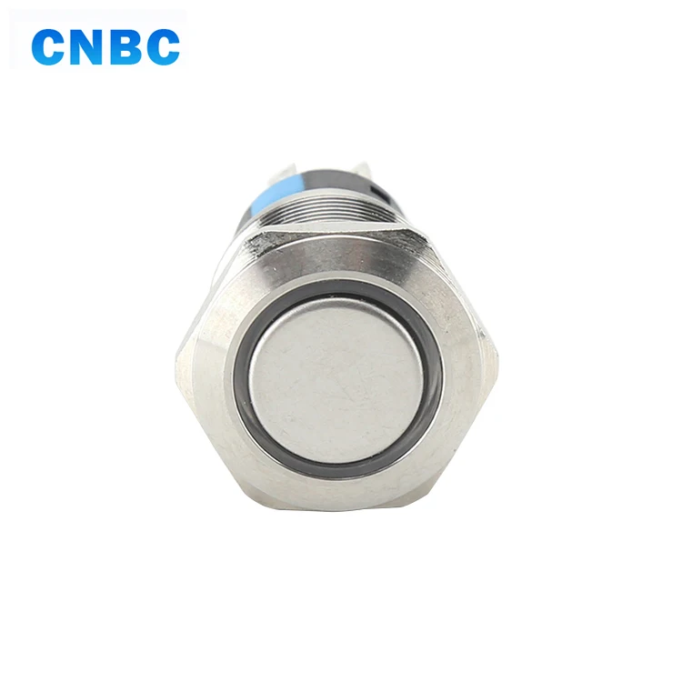 CNBC Водонепроницаемый 19 мм Диаметр 12 в 24 В ino1nc мгновенный самоблокирующийся 220 В металлический кнопочный переключатель со светодиодной подсветкой
